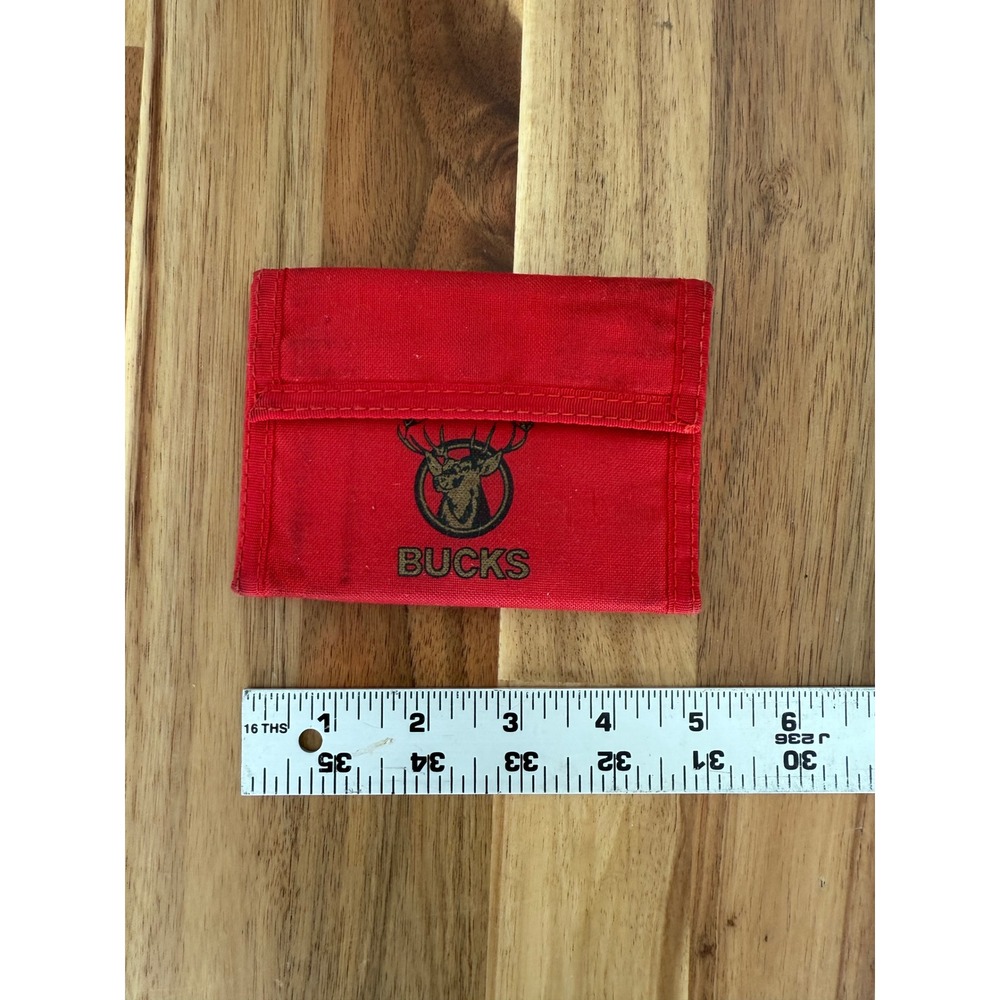 Vintage Milwaukee Bucks‎ Wallet Red Canvas Trifold Retro NBA Basketball Logo